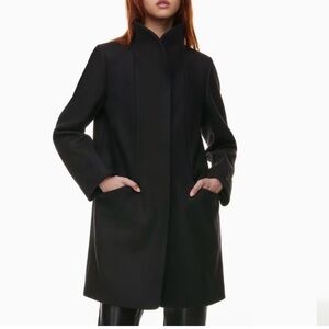 EUC Aritzia/Wilfred Black Asymmetrical Cocoon Zip Coat